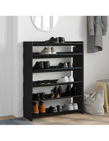 Scarpiera Nera 80x25x100 cm in Legno Multistrato