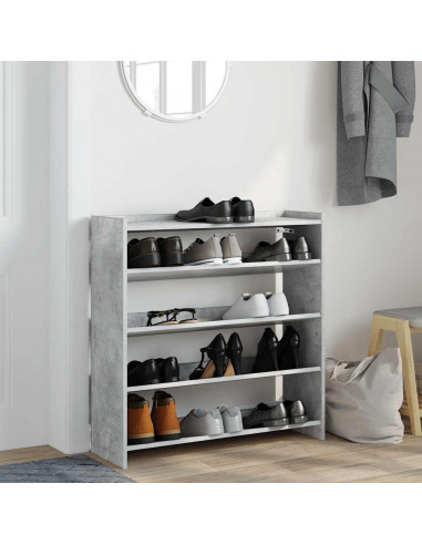 Scarpiera Grigio Cemento 80x25x81 cm in Legno Multistrato