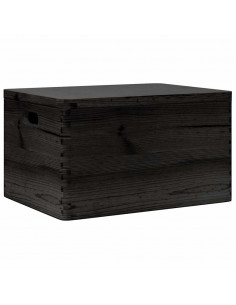 Scatola in Legno Coperchio&Manici Nera 40x30x23cm Legno di Pino