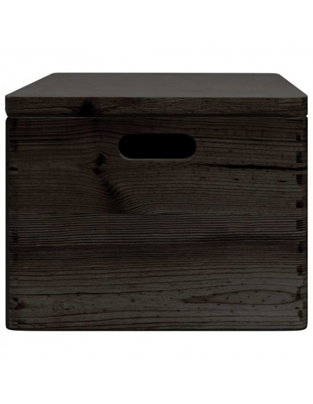 Scatola in Legno Coperchio&Manici Nera 40x30x23cm Legno di Pino