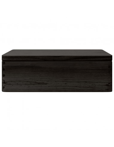 Scatola in Legno Coperchio&Manici Nera 40x30x13cm Legno di Pino
