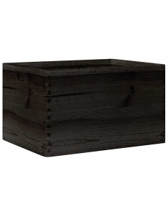 Scatola in Legno con Manici Nera 40x30x23 cm in Legno di Pino