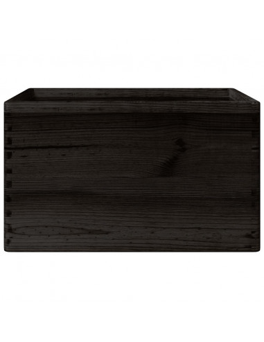 Scatola in Legno con Manici Nera 40x30x23 cm in Legno di Pino