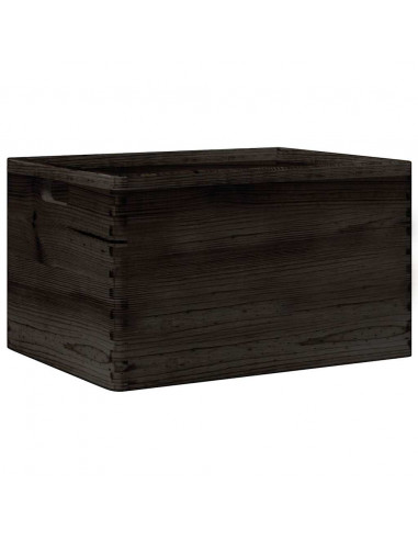 Scatola in Legno con Manici Nera 40x30x23 cm in Legno di Pino