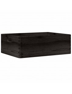 Scatola in Legno con Manici Nera 40x30x13 cm in Legno di Pino