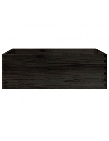 Scatola in Legno con Manici Nera 40x30x13 cm in Legno di Pino