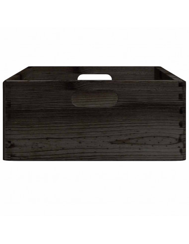 Scatola in Legno con Manici Nera 40x30x13 cm in Legno di Pino