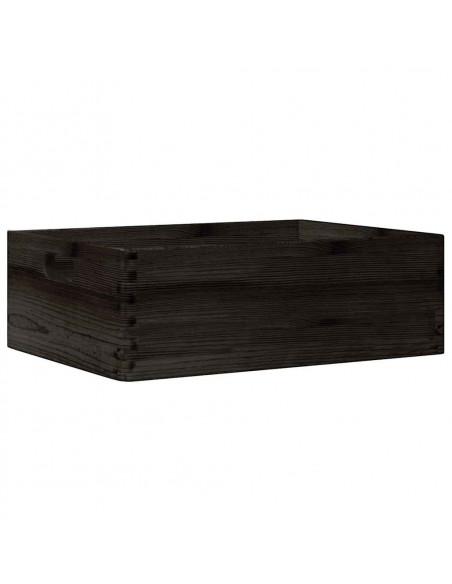Scatola in Legno con Manici Nera 40x30x13 cm in Legno di Pino