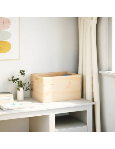 Scatola in Legno con Manici 40x30x23 cm Legno Massello di Pino