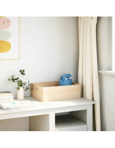 Scatola in Legno con Manici 40x30x13 cm Legno Massello di Pino