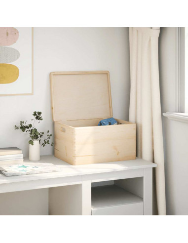 Scatola in Legno con Coperchio&Manici 40x30x23 cm Legno di Pino