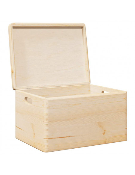 Scatola in Legno con Coperchio&Manici 40x30x23 cm Legno di Pino