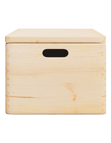 Scatola in Legno con Coperchio&Manici 40x30x23 cm Legno di Pino