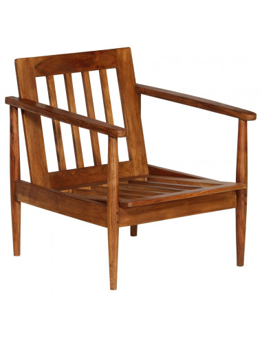 Set Divani 3 pz in vera Pelle e Legno Massello Acacia Marrone