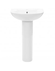 Lavandino a Colonna in Ceramica Bianca 520x440x190 mm 2