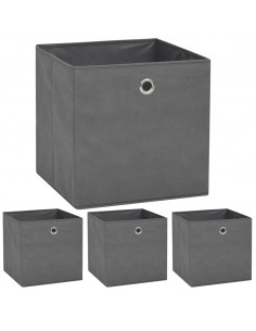 Contenitori 4 pz in Tessuto non Tessuto 32x32x32 cm Grigio