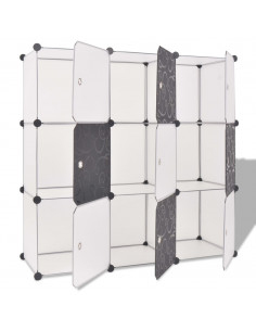 Armadio Salvaspazio a Cubo con 9 Scomparti Bianco e Nero 2