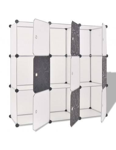 Armadio Salvaspazio a Cubo con 9 Scomparti Bianco e Nero