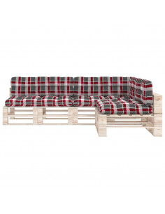 Cuscini per Divano Pallet 7 pz Rosso Motivo a Quadri 2