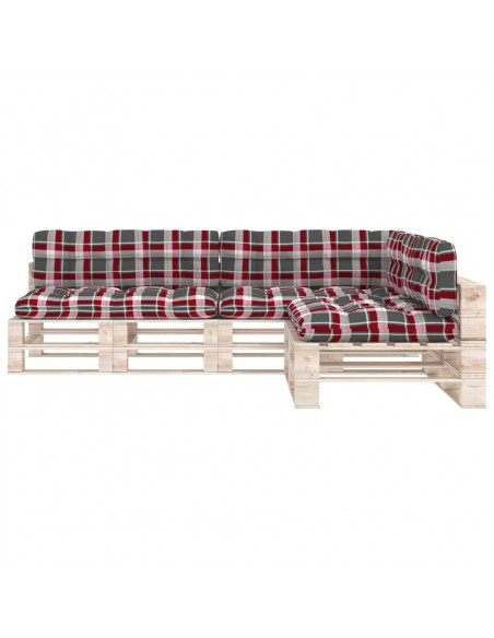 Cuscini per Divano Pallet 7 pz Rosso Motivo a Quadri