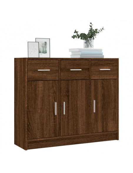 Credenza Rovere Marrone 91x28x75 cm in Legno Multistrato