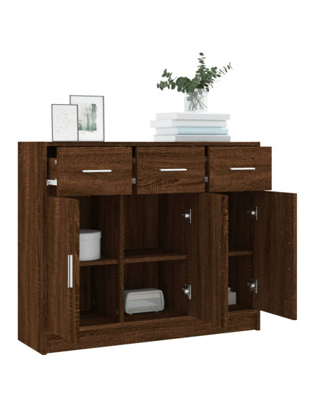 Credenza Rovere Marrone 91x28x75 cm in Legno Multistrato