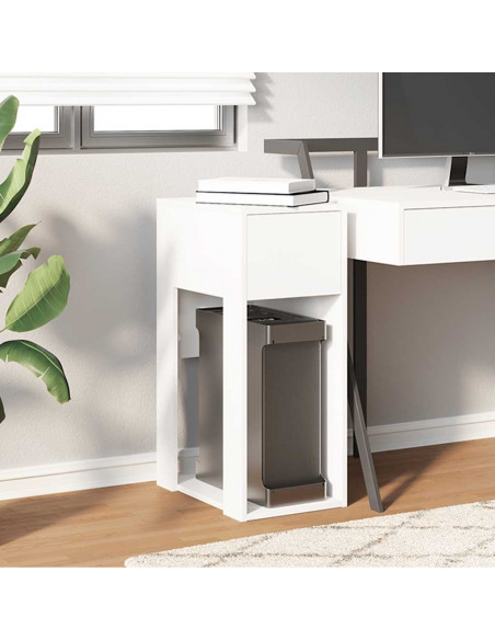 Supporto a Torre per Computer con Cassetto Bianco 30x44x74 cm