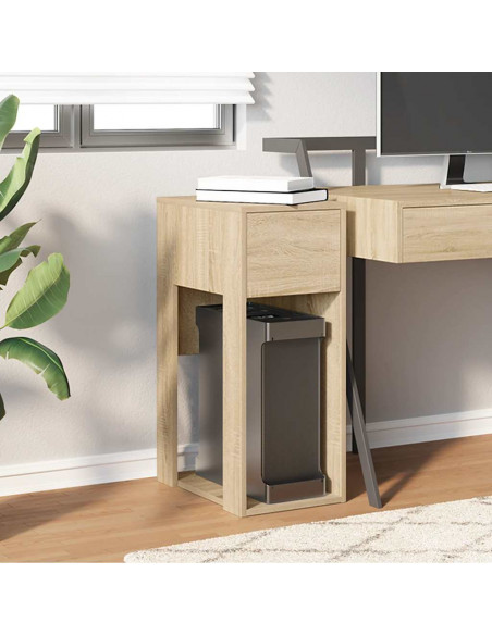 Supporto per Computer a Torre con Cassetto Rovere 30x44x74 cm
