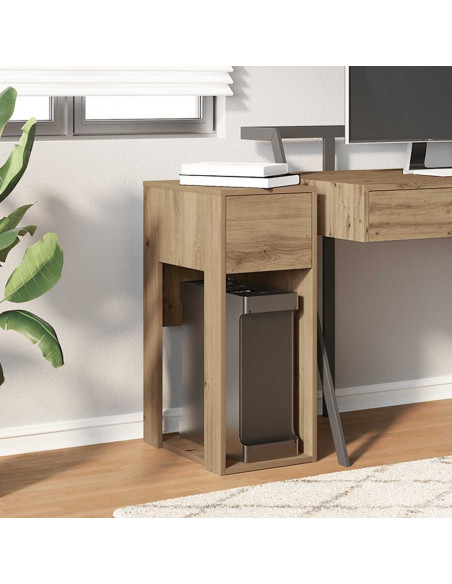 Supporto per Computer a Torre con Cassetto Rovere 30x44x74 cm