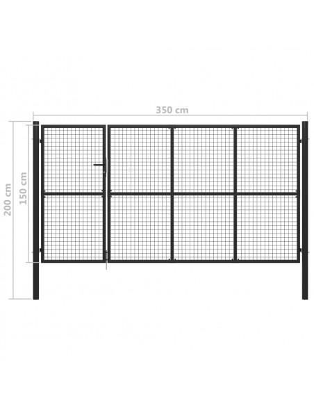 Cancello di Recinzione in Acciaio 350x150 cm Antracite