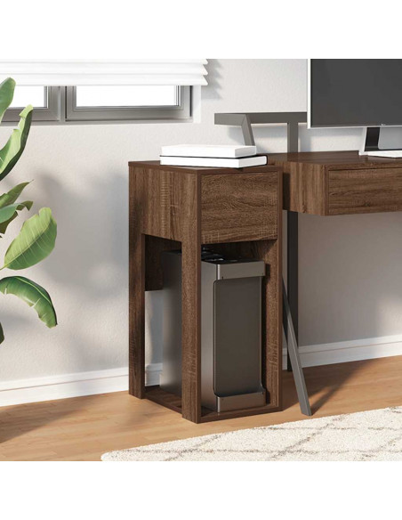 Supporto per Computer a Torre con Cassetto Marrone 30x44x74 cm