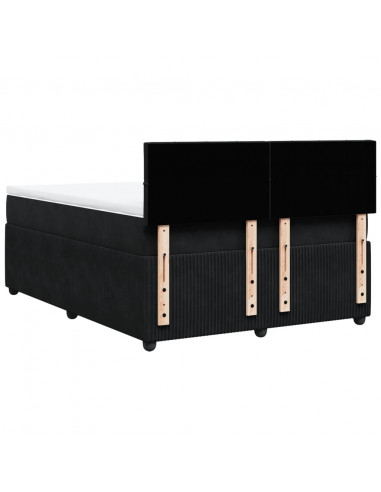 Giroletto a Molle con Materasso Nero 140x200 cm in Velluto