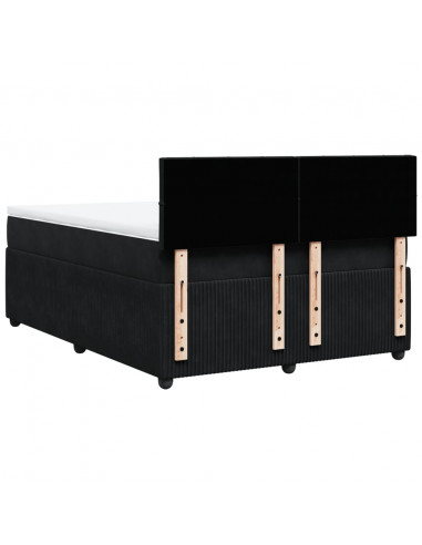 Giroletto a Molle con Materasso Nero 140x190 cm in Velluto