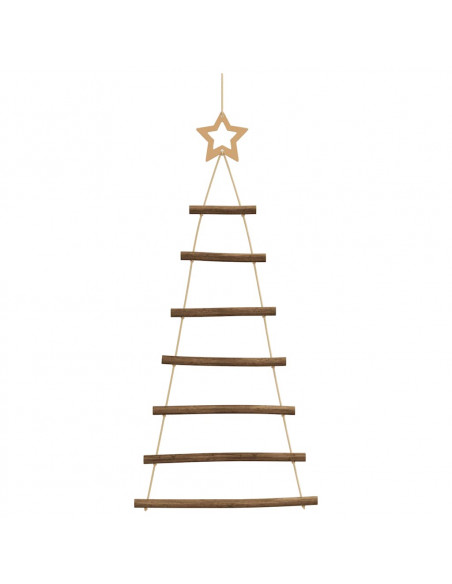Alberi di Natale Sospesi con Stelle 2 pz 42x90 cm Ramo Naturale