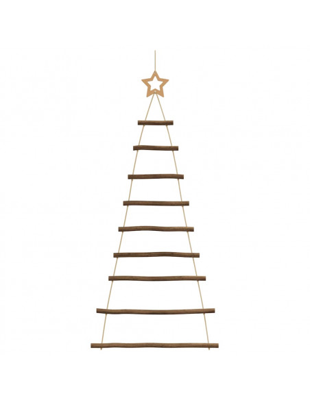 Alberi di Natale Sospesi con Stelle 2 pz 55x120cm Ramo Naturale