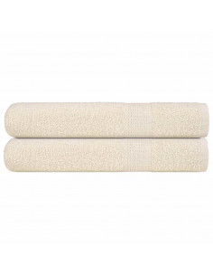 Asciugamani 2 pz Crema 100x200 cm 360 g/m² 100% Cotone