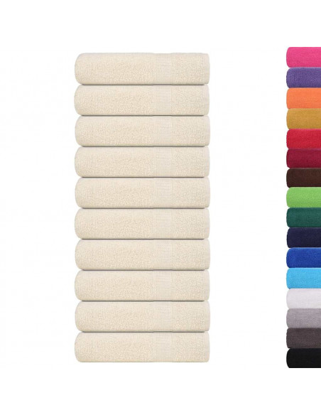 Asciugamani da Bagno 10 pz Crema 100x150cm 360 g/m² 100% Cotone