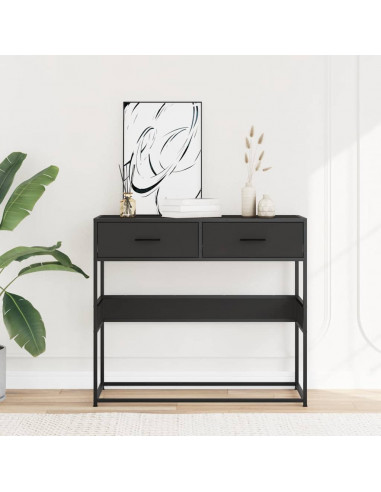 Tavolino Consolle Nero 90x35x80 cm in Legno Multistrato