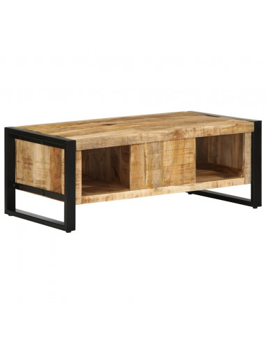 Tavolino da Salotto 90x50x36 cm Legno Massello di Mango Grezzo