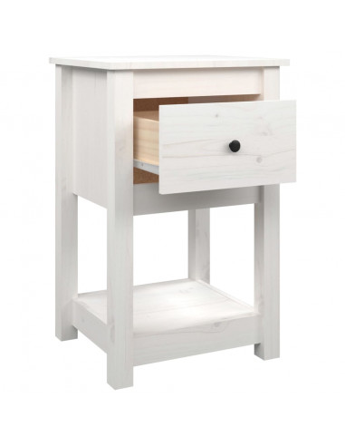 Comodini 2 pz Bianca 40x35x61,5 cm in Legno Massello di Pino