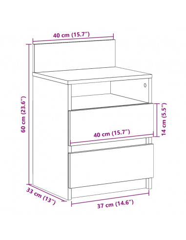 Comodini 2 pz con 2 Cassetti Rovere Marrone 40x33x60 cm