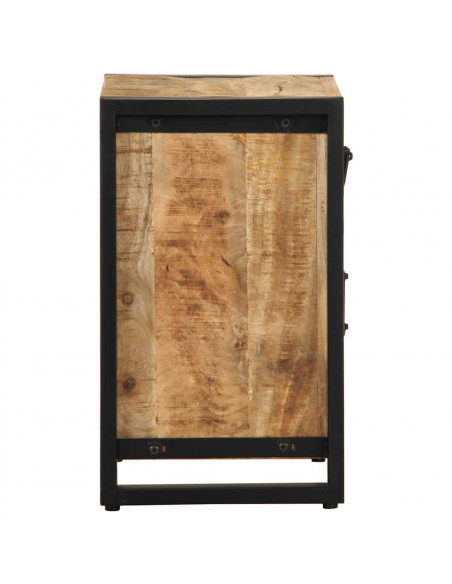 Comodini 2 pz in Legno Massello di Mango Grezzo