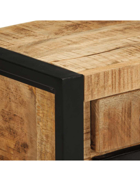 Comodini 2 pz in Legno Massello di Mango Grezzo