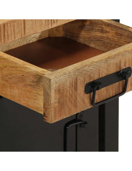 Comodini 2 pz in Legno Massello di Mango Grezzo