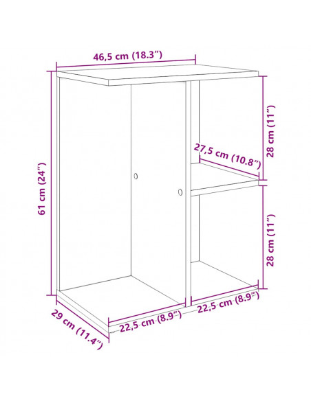 Comodini 2 pz Rovere Nero 46,5x29x61 cm in Legno Multistrato
