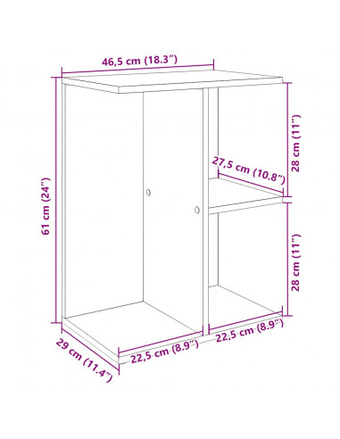 Comodini 2 pz Rovere Sonoma 46,5x29x61 cm in Legno Multistrato