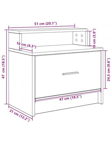 Comodini con Cassetto 2 pz Grigio Sonoma 51x31x47 cm