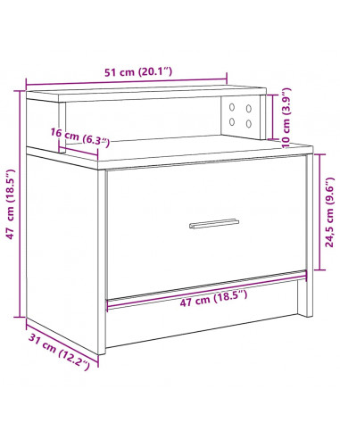 Comodini con Cassetto 2 pz in Legno Antico 51x31x47 cm