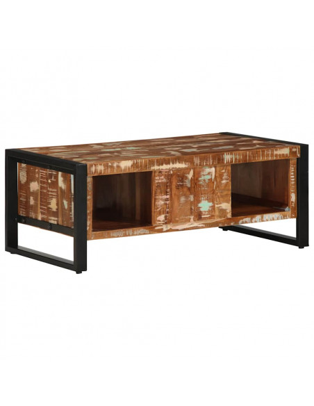 Tavolino Salotto Multicolore 90x50x36cm Legno Massello Recupero
