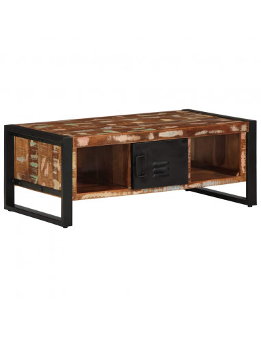 Tavolino Salotto Multicolore 90x50x36cm Legno Massello Recupero